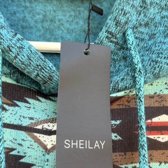 Sheilay Women’s 3XL Aztec Southwest Tribal 1/4 Snap Pullover Jacket Hoodie - Picture 3 of 3